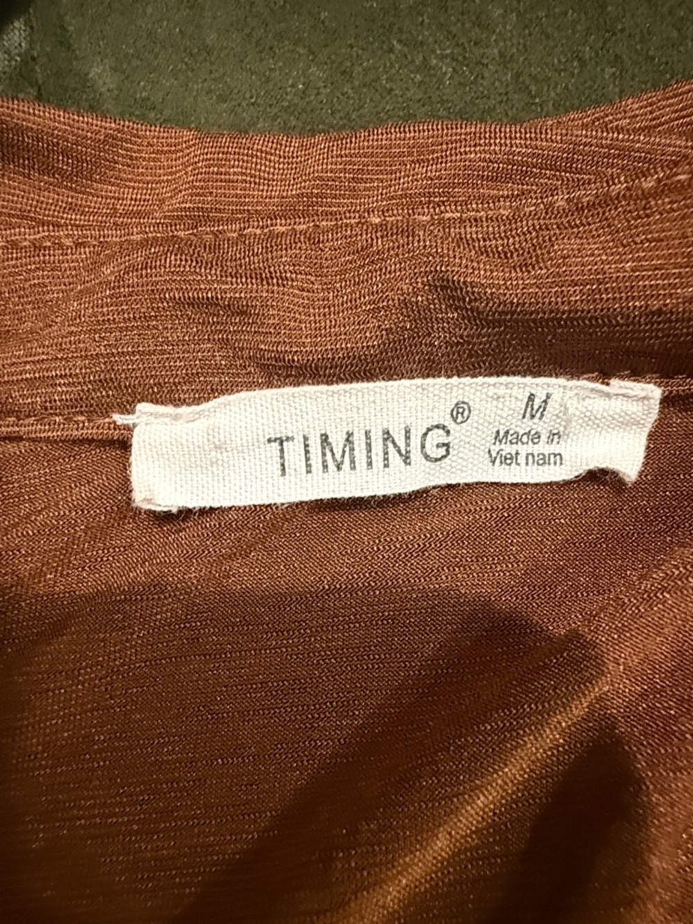 Timing Rust-Brown long sleeve button down dress, Size M - Picture 6 of 6